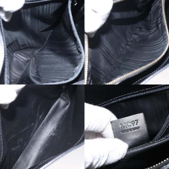 CELINE Macadam Canvas Shoulder Bag Pvc Leather Black Gold - Picture 12 of 12